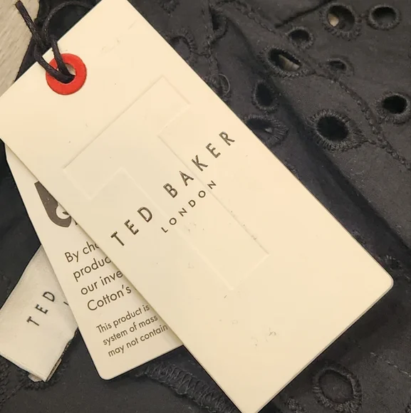 Ted Baker midi dress women's 4 black 100% cotton broderie relaxed fit new $395 - Picture 8 of 14